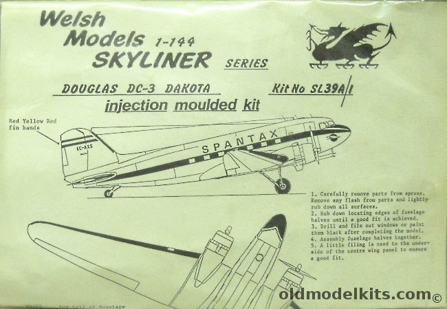 Welsh 1/144 Douglas DC-3 Spantax - Injection Molded Kit by Aeroclub - Bagged, SL39A-1 plastic model kit